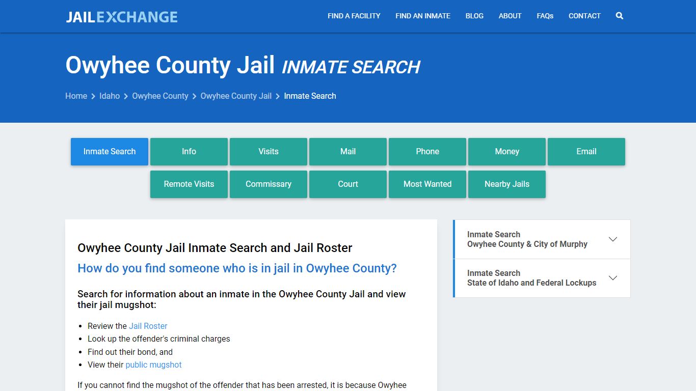 Inmate Search: Roster & Mugshots - Owyhee County Jail, ID - Jail Exchange